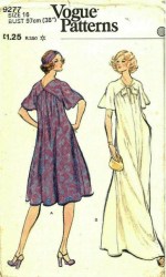 9277 Vogue 1975 Very Loose Flare Back V Short Sleeve Dress Lengths Pattern 14 36B cut